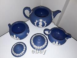 Wedgwood Jasper Ware Blue Queen Elizabeth 2nd 1953 tea ware