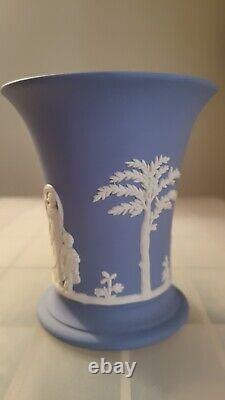 Wedgwood Jasper Ware Blue Vase Neoclassical Design Dated On Base 1872 Antique