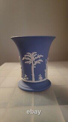 Wedgwood Jasper Ware Blue Vase Neoclassical Design Dated On Base 1872 Antique