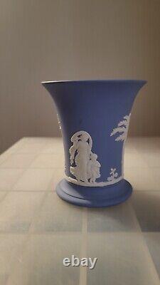 Wedgwood Jasper Ware Blue Vase Neoclassical Design Dated On Base 1872 Antique