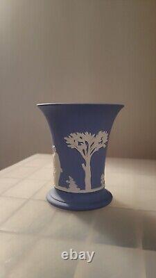 Wedgwood Jasper Ware Blue Vase Neoclassical Design Dated On Base 1872 Antique