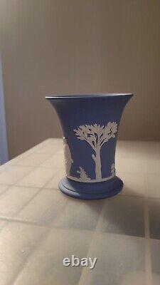 Wedgwood Jasper Ware Blue Vase Neoclassical Design Dated On Base 1872 Antique