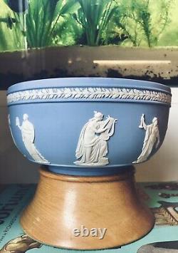 Wedgwood Jasper Ware Bowl With Plinth Blue Muse & Apollo Vintage Stoneware