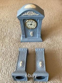 Wedgwood Jasper Ware Millennium Clock Garniture Dancing Hours Clock 8.75