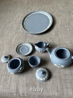 Wedgwood Jasper Ware Miniature Tea Set Pale Blue