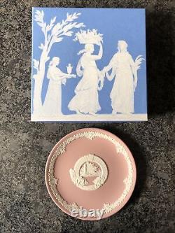 Wedgwood Jasper Ware Pink Bermuda Moongate Plate. 6.5', Boxed Rare