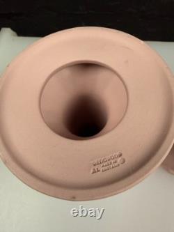 Wedgwood Jasper Ware Pink Candle Stick Holders 6 High Pair Dancing Hours Set