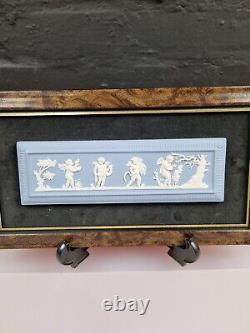 Wedgwood Jasper Ware Seasons Pale Blue and White Wall Plaque Framed 13.5