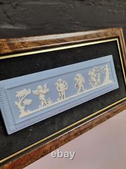 Wedgwood Jasper Ware Seasons Pale Blue and White Wall Plaque Framed 13.5