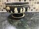 Wedgwood Jasper Ware White On Black Pedestal Bowl Vintage