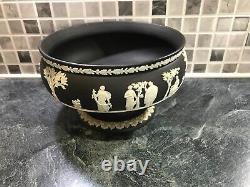 Wedgwood Jasper Ware White On Black pedestal bowl Vintage