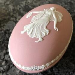 Wedgwood Jasper ware Pink, dancing lady, Blue Dove 1977 lidded egg boxs