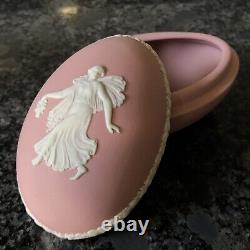 Wedgwood Jasper ware Pink, dancing lady, Blue Dove 1977 lidded egg boxs