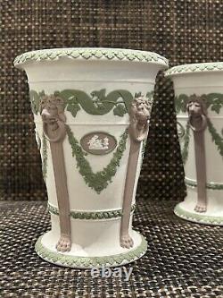 Wedgwood Jasperware 3 Colour tricolor vase pair 19th Century