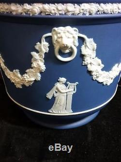 Wedgwood Jasperware Antique Grecian Jardiniere Planter Cache Pot Cobalt Blue