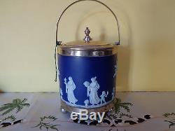 Wedgwood Jasperware Biscuit Jar Sterling LID