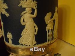 Wedgwood Jasperware Biscuit Jar Sterling LID