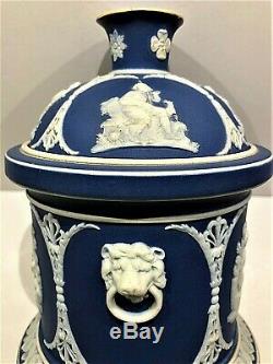 Wedgwood Jasperware Biscuit-Tobacco Jar Unique Muses-Stunning Relief C. 1865