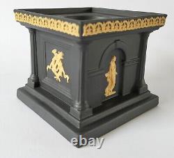 Wedgwood Jasperware Black And Cane Library Collection Ink Well