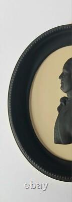 Wedgwood Jasperware Black And Cane Portrait Medallion Plaque Josiah Wedgwood