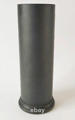 Wedgwood Jasperware Black Basalt Large Cylinder Vase 8 1/4 Inch