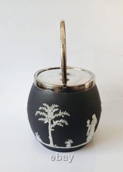 Wedgwood Jasperware Black Biscuit Barrel