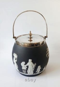 Wedgwood Jasperware Black Biscuit Barrel