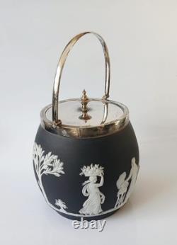 Wedgwood Jasperware Black Biscuit Barrel