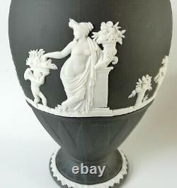 Wedgwood Jasperware Black Bountiful Vase 8 inches