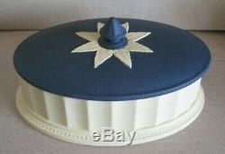 Wedgwood Jasperware Black & Cane Library Collection Oval Column Box