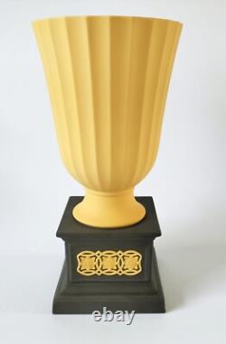 Wedgwood Jasperware Black Cane Minerva Pedestal Vase Library Collection