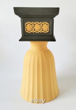 Wedgwood Jasperware Black Cane Minerva Pedestal Vase Library Collection