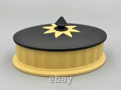 Wedgwood Jasperware Black & Cane Yellow Library Collection Oval Column Box