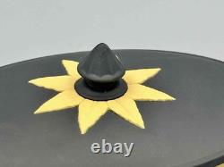 Wedgwood Jasperware Black & Cane Yellow Library Collection Oval Column Box