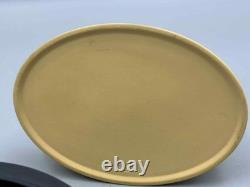 Wedgwood Jasperware Black & Cane Yellow Library Collection Oval Column Box