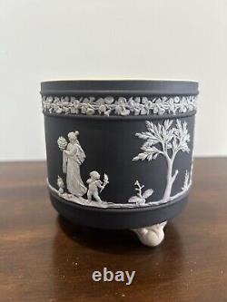 Wedgwood Jasperware Black Minatute Jardiniere Planter Planting Pot