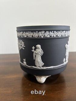 Wedgwood Jasperware Black Minatute Jardiniere Planter Planting Pot