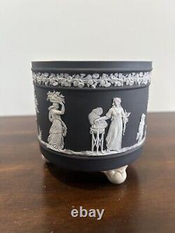 Wedgwood Jasperware Black Minatute Jardiniere Planter Planting Pot