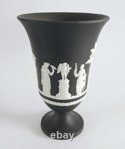 Wedgwood Jasperware Black Vase Arcadian Footed