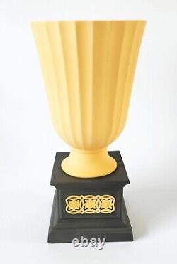 Wedgwood Jasperware Black Yellow Minerva Pedestal Vase Library Collection