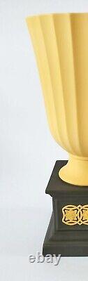 Wedgwood Jasperware Black Yellow Minerva Pedestal Vase Library Collection