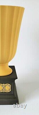 Wedgwood Jasperware Black Yellow Minerva Pedestal Vase Library Collection