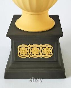 Wedgwood Jasperware Black Yellow Minerva Pedestal Vase Library Collection