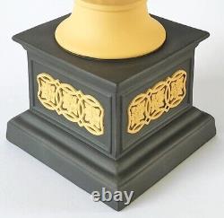 Wedgwood Jasperware Black Yellow Minerva Pedestal Vase Library Collection