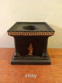 Wedgwood Jasperware Black and Cane Library Collection Ink Well