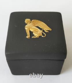 Wedgwood Jasperware Black and Gold Sphinx Trinket Box Egyptian
