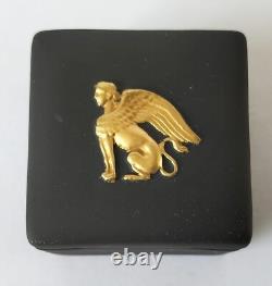 Wedgwood Jasperware Black and Gold Sphinx Trinket Box Egyptian