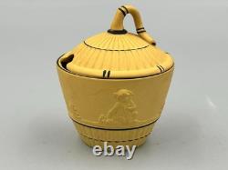 Wedgwood Jasperware Black on Cane Lidded Sugar Bowl