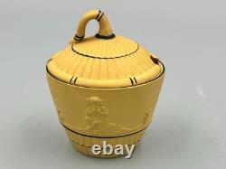 Wedgwood Jasperware Black on Cane Lidded Sugar Bowl