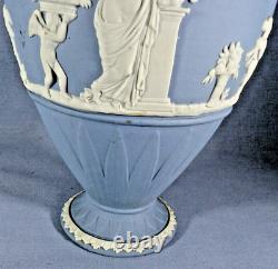 Wedgwood Jasperware Blue And White Pair Of Blue Dry Bodied Vases